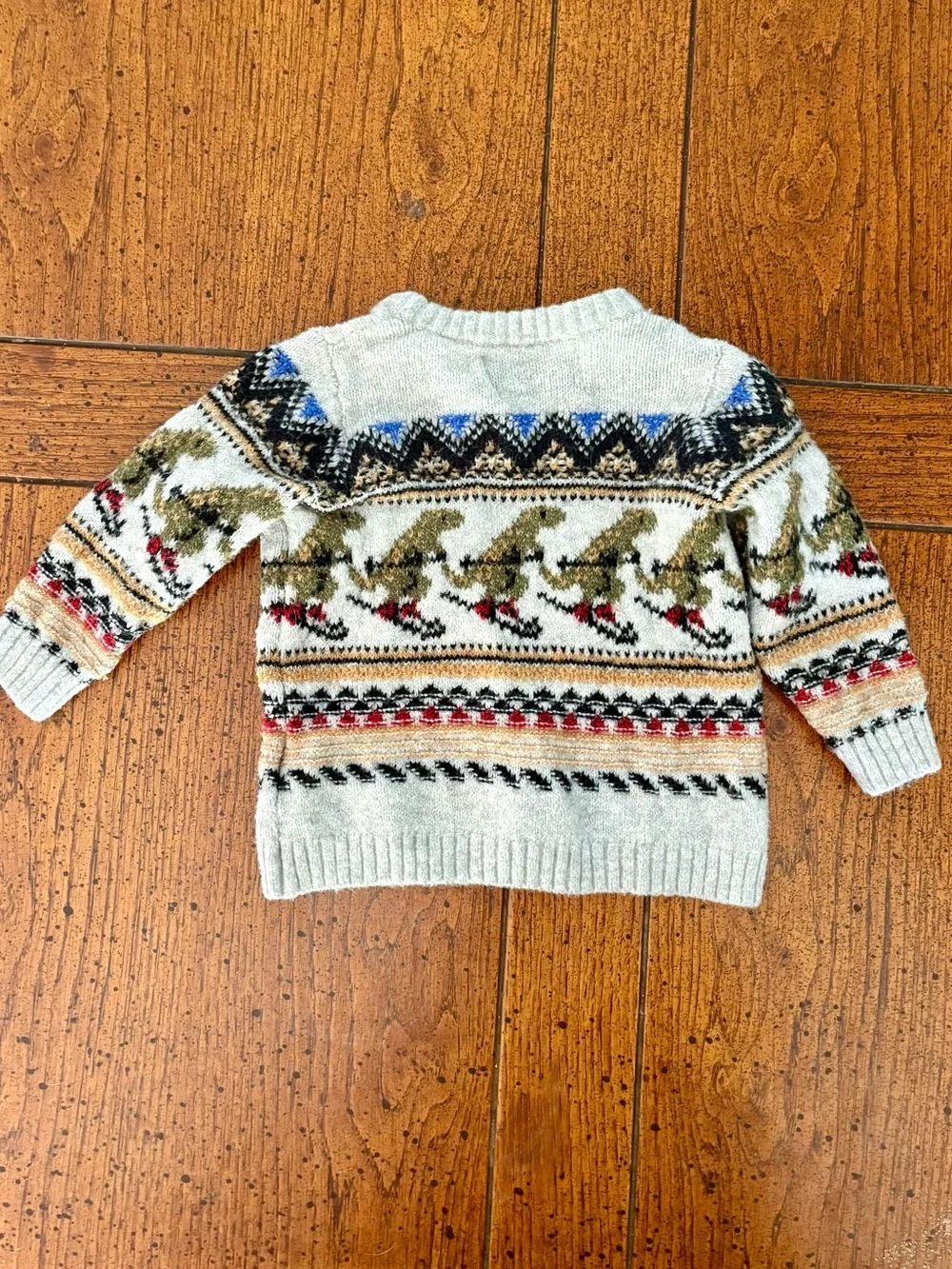 Holiday Sweater Baby Kid, Old Navy Skiing Dinosaur, 12-18 months